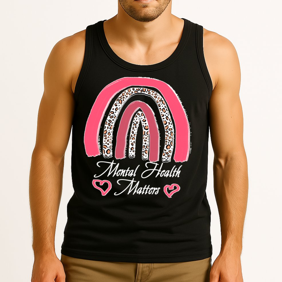 Mental Health Matters Leopard Print Rainbow Tank Top