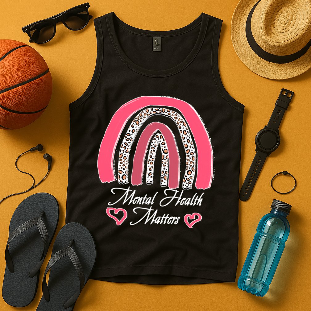 Mental Health Matters Leopard Print Rainbow Tank Top
