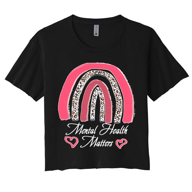 Mental Health Matters Leopard Print Rainbow Crop Top