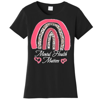 Mental Health Matters Leopard Print Rainbow Women's T-Shirt