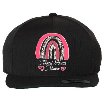 Mental Health Matters Leopard Print Rainbow Wool Snapback Cap