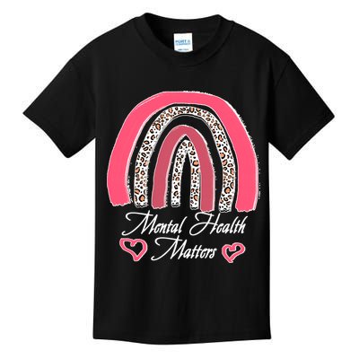 Mental Health Matters Leopard Print Rainbow Kids T-Shirt