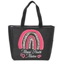 Mental Health Matters Leopard Print Rainbow Zip Tote Bag