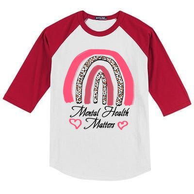 Mental Health Matters Leopard Print Rainbow Kids Colorblock Raglan Jersey