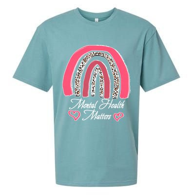 Mental Health Matters Leopard Print Rainbow Sueded Cloud Jersey T-Shirt