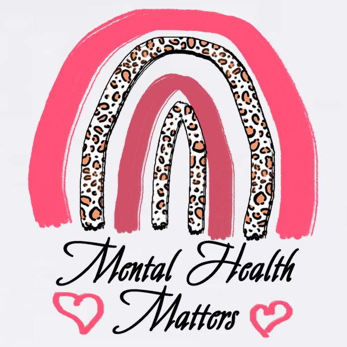 Mental Health Matters Leopard Print Rainbow Garment-Dyed Sweatshirt