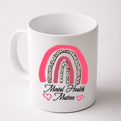 Mental Health Matters Leopard Print Rainbow Coffee Mug