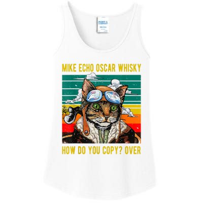 Mike Echo Oscar Whisky Cat Funny CatS Pun Pilot Vintage Ladies Essential Tank