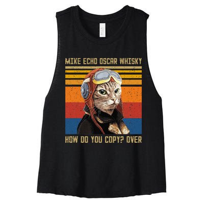 Mike Echo Oscar Whisky How Do You Copy Women's Racerback Cropped Tank