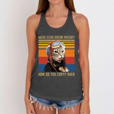 Mike Echo Oscar Whisky How Do You Copy Women's Knotted Racerback Tank