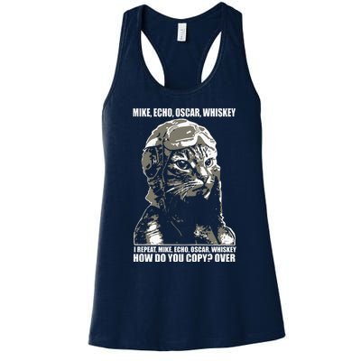 Mike Echo Oscar Whiskey I Repeat Mike Echo Oscar Whiskey How Do You Copy Over Ca Women's Racerback Tank