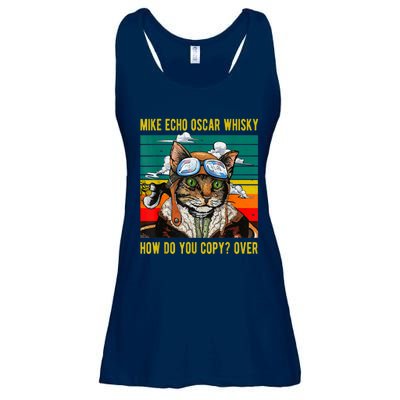 Mike Echo Oscar Whisky Cat Funny CatS Pun Pilot Vintage Ladies Essential Flowy Tank