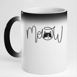 Meow Cat Calligraphy 11oz Black Color Changing Mug