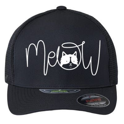 Meow Cat Calligraphy Flexfit Unipanel Trucker Cap