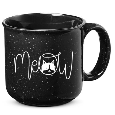 Meow Cat Calligraphy 15oz Campfire Ceramic Mug