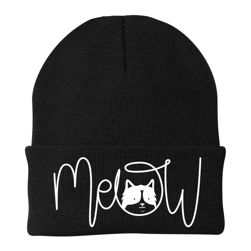 Meow Cat Calligraphy Beanie