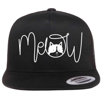 Meow Cat Calligraphy Flatbill Hat