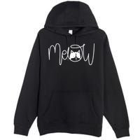 Meow Cat Calligraphy Premium Pullover Hoodie