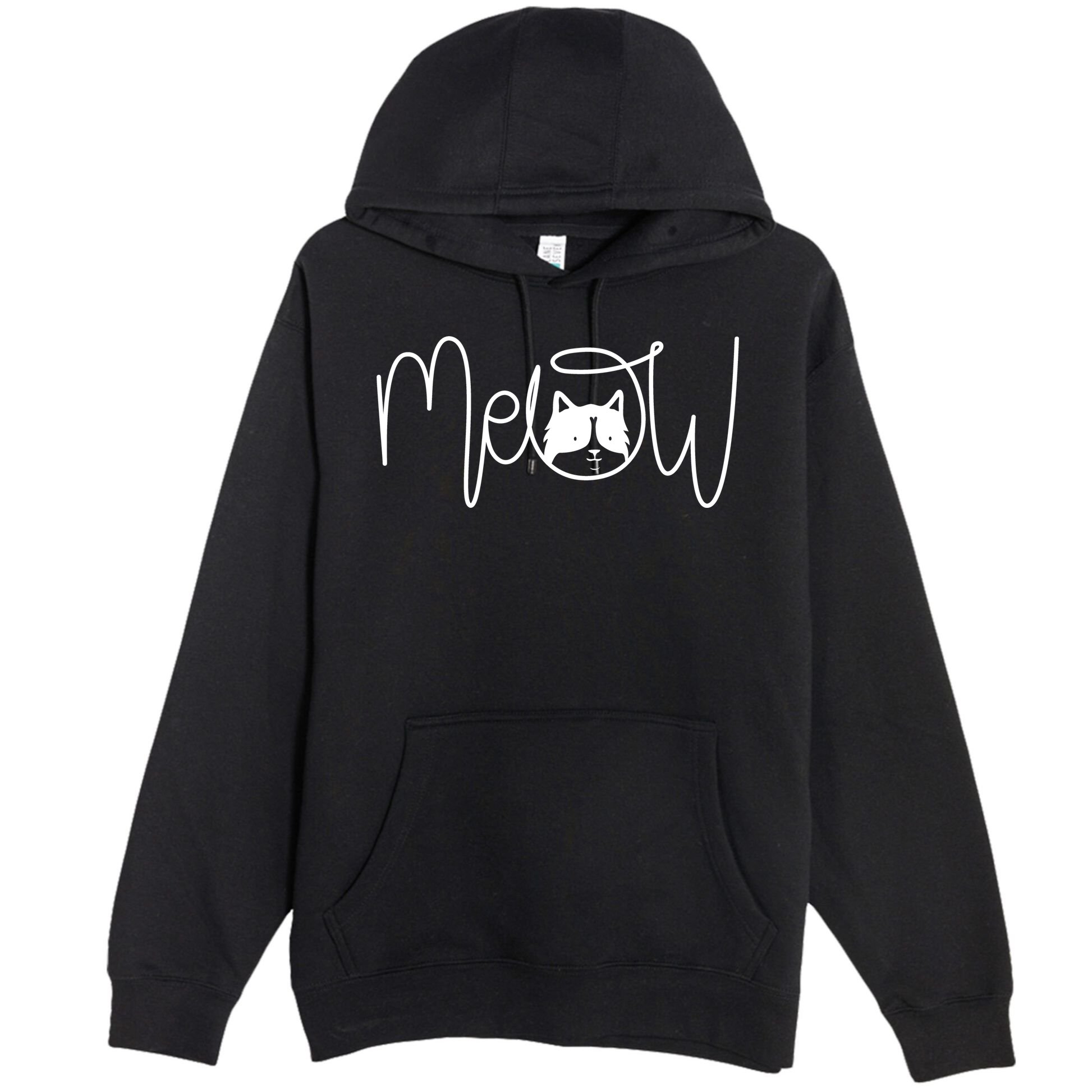 Meow Cat Calligraphy Premium Pullover Hoodie