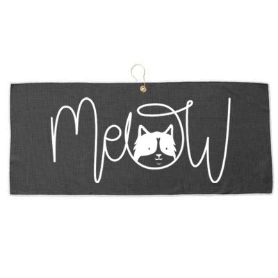 Meow Cat Calligraphy Large Microfiber Waffle Golf Towel