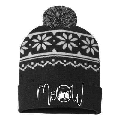 Meow Cat Calligraphy USA-Made Snowflake Beanie