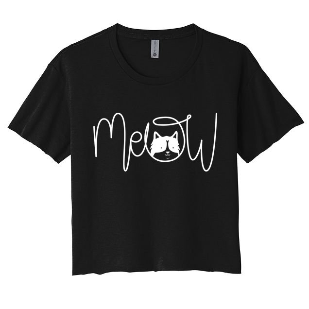 Meow Cat Calligraphy Crop Top