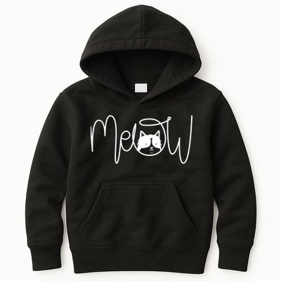 Meow Cat Calligraphy Kids Hoodie