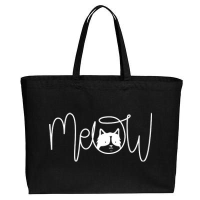 Meow Cat Calligraphy Cotton Canvas Jumbo Tote