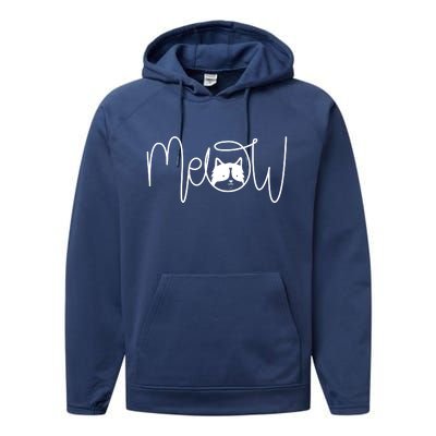 Meow Cat Calligraphy Performance Fleece Hoodie