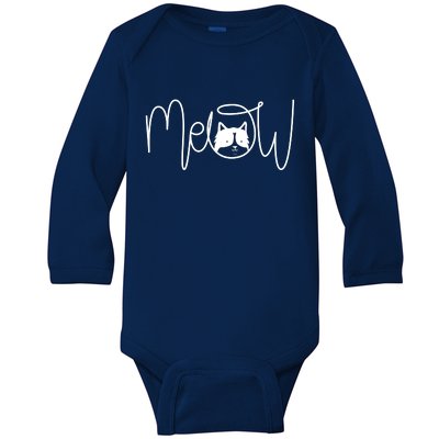 Meow Cat Calligraphy Baby Long Sleeve Bodysuit