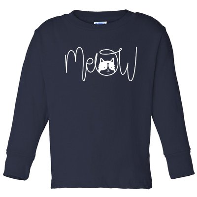 Meow Cat Calligraphy Toddler Long Sleeve Shirt