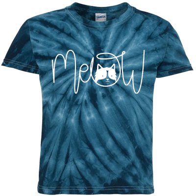 Meow Cat Calligraphy Kids Tie-Dye T-Shirt