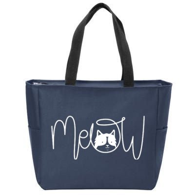 Meow Cat Calligraphy Zip Tote Bag