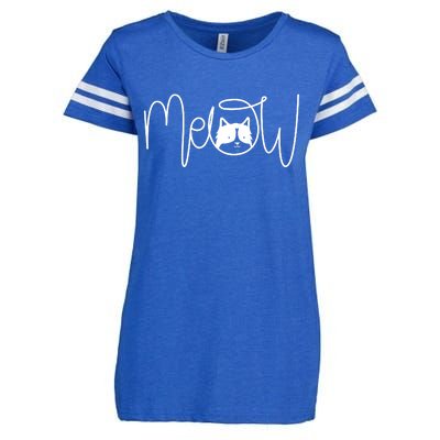 Meow Cat Calligraphy Enza Ladies Jersey Football T-Shirt