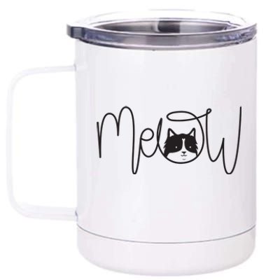 Meow Cat Calligraphy 12 oz Stainless Steel Tumbler Cup