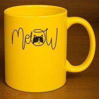 Meow Cat Calligraphy 11oz C Handle Ceramic Mug