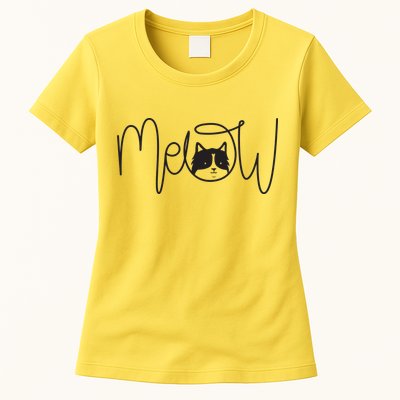 Meow Cat Calligraphy Womens T-Shirt