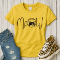 Meow Cat Calligraphy Womens T-Shirt