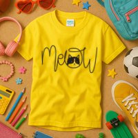 Meow Cat Calligraphy Kids T-Shirt