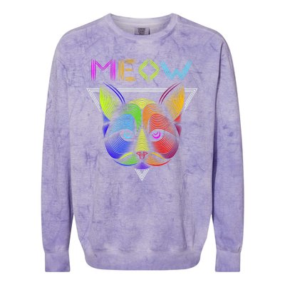 Meow Cat Neon Colorblast Crewneck Sweatshirt