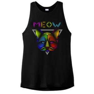 Meow Cat Neon Ladies PosiCharge Tri-Blend Wicking Tank