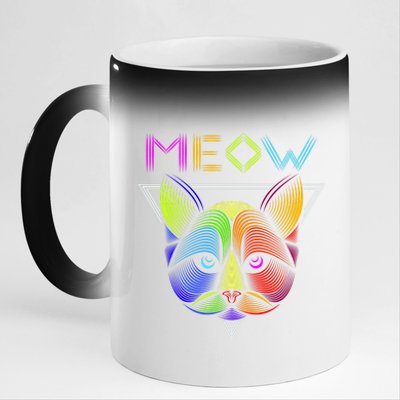 Meow Cat Neon 11oz Black Color Changing Mug