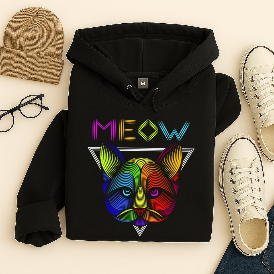 Meow Cat Neon Hoodie