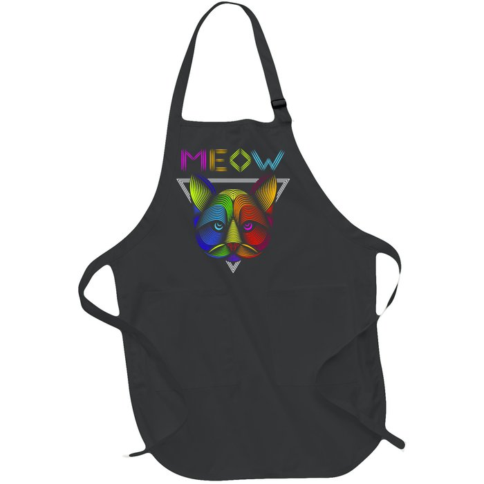 Meow Cat Neon Full-Length Apron With Pockets