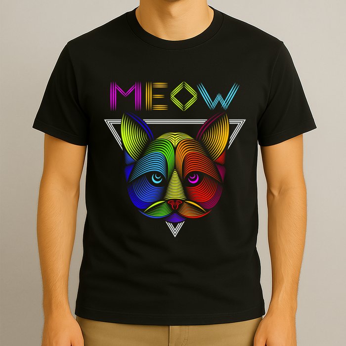 Meow Cat Neon T-Shirt