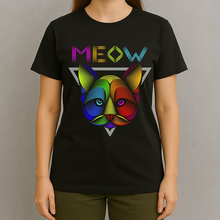 Meow Cat Neon T-Shirt