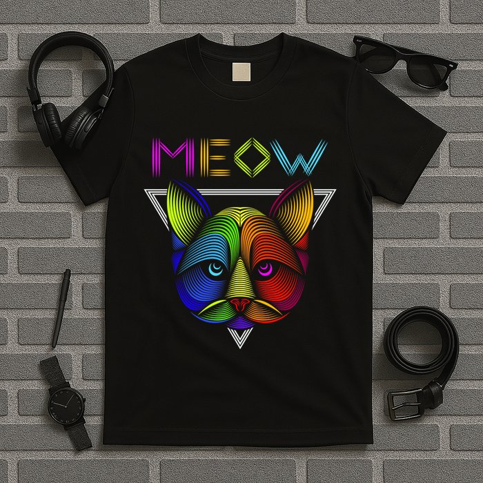 Meow Cat Neon T-Shirt