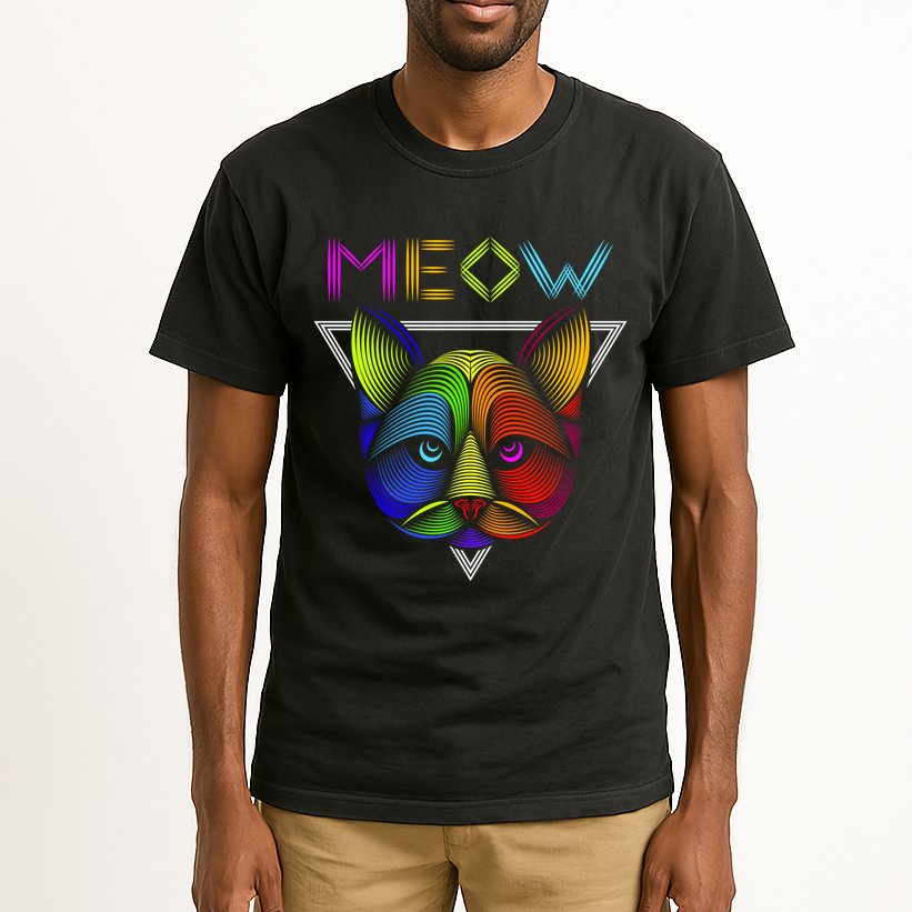 Meow Cat Neon Tall T-Shirt