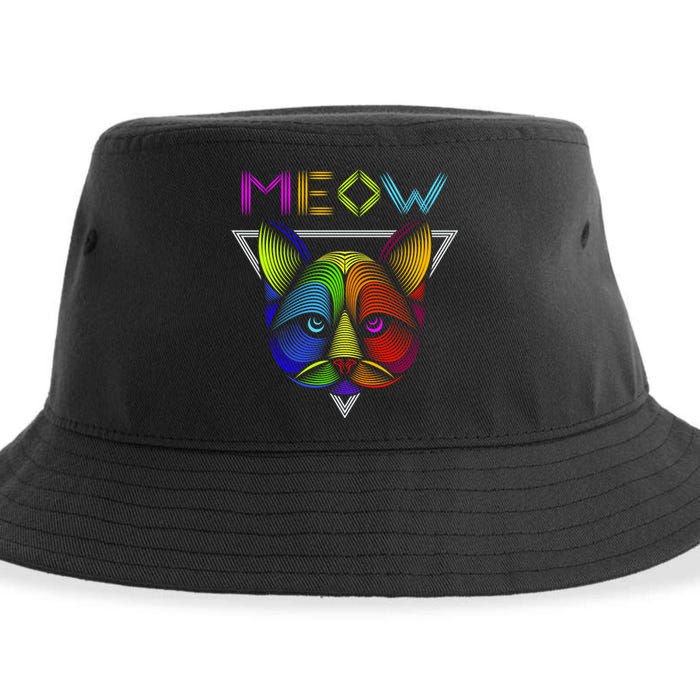 Meow Cat Neon Sustainable Bucket Hat