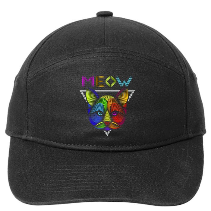 Meow Cat Neon 7-Panel Snapback Hat